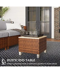 Outsunny Outdoor Side Table with Pe Rat