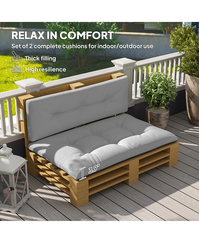 Outsunny 2 Seat Pallet Cushions 3.9 in. Pallet Sofa Cushions, Dark