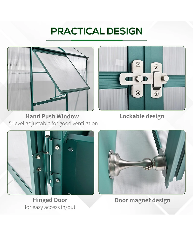 Outsunny 6' x 8' x 7' Walk-in Plant Polycarbonate house Backyard/Outdoor