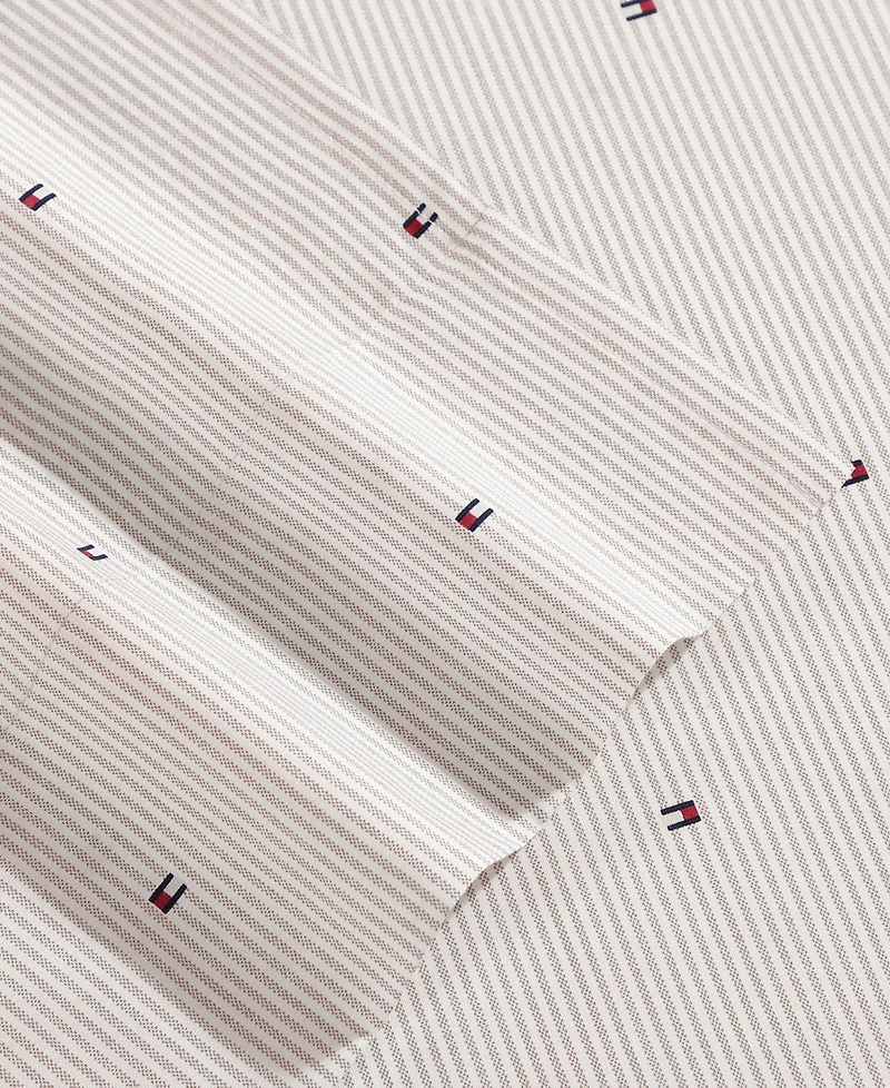 Tommy Hilfiger Ithaca Flag Stripe Cotton Percale 4-Piece Sheet Set, Queen