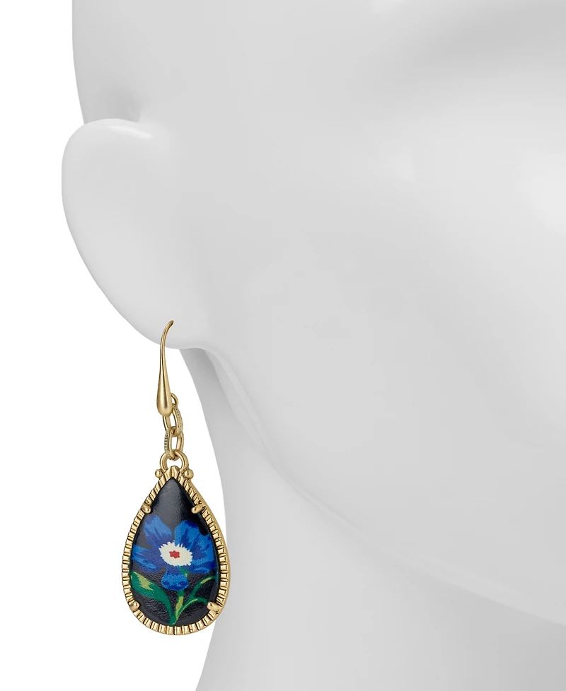 Patricia Nash Leather Flower Teardrop Earrings