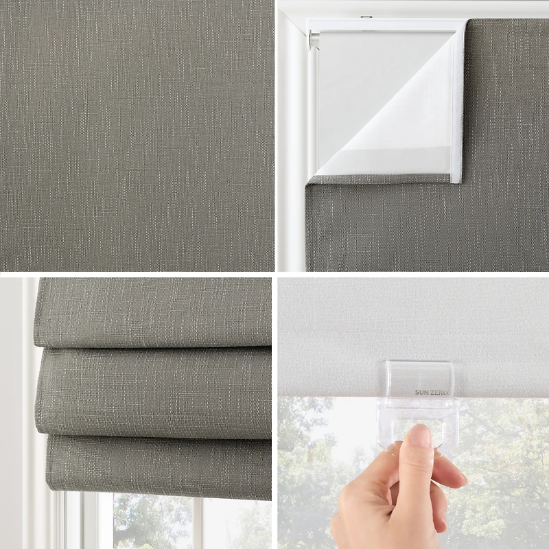 Sun Zero Pryer Textured 100% Blackout Cordless Roman Shade