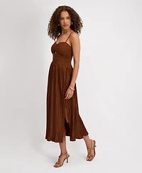 Siena Women's Pleated Woven Sleeveless Midi Dress