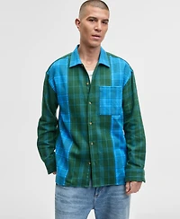 Mode of One Men's Long-Sleeve Cotton Plaid Shirt, Macy's Exclusive