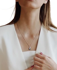 Cultured Black Tahitian Pearl (8mm) & Diamond (1/20 ct. t.w.) Swirl 18" Pendant Necklace in Sterling Silver