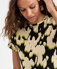 I.n.c. International Concepts Petite Cotton Abstract-Print Cap-Sleeve T-Shirt, Macy's Exclusive