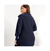 June + Vie Women's Plus Half-Zip Sweater