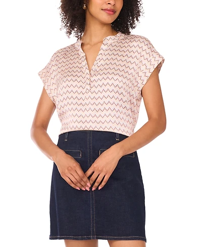 Vince Camuto Women's Printed V-Neck Short-Sleeve Blouse