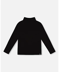 Deux par Girl Super Soft Ribbed Mock Neck Top Black