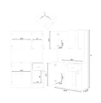 Basicwise Wooden Kitchen Pantry Storage Cabinet with Drawer, Doors and Shelves, White