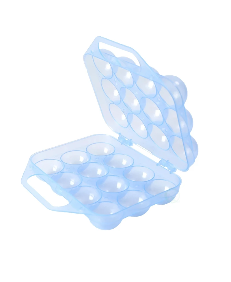 Basicwise Clear Plastic Egg Carton, 12 Egg Holder Carrying Case with Handle, Set of 2
