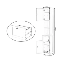 Basicwise White Tall Standing Bathroom Linen Tower Storage Cabinet for Bathroom and Vanity