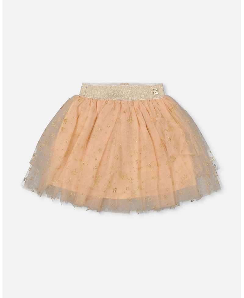 Deux par Girl Multi Layer Glittering Mesh Skirt Beige - Child