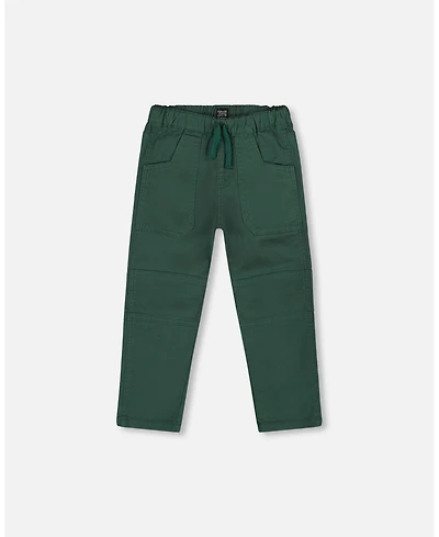 Deux par Boy Twill Jogger Pants with Patch Pockets Forest Green - Child