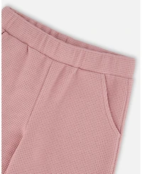 Deux par Girl Waffle Flare Leg Pants Dusty Pink