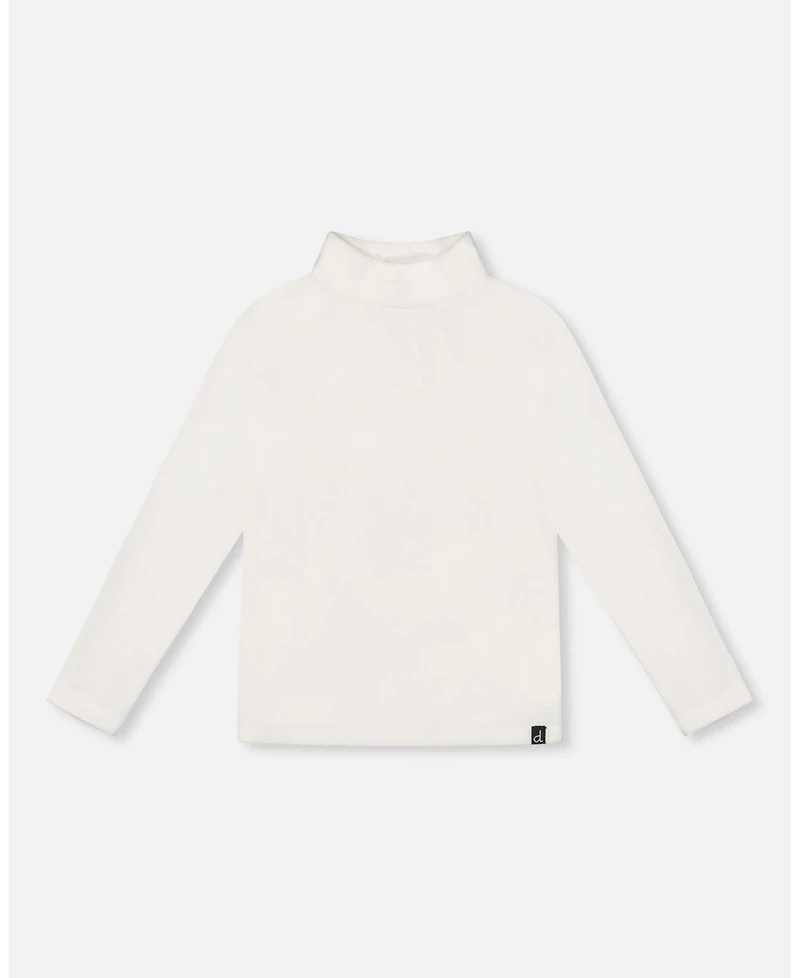 Deux par Girl Super Soft Ribbed Mock Neck Top Off-White