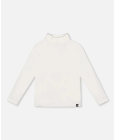 Deux par Girl Super Soft Ribbed Mock Neck Top Off-White