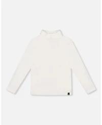 Deux par Girl Super Soft Ribbed Mock Neck Top Off-White