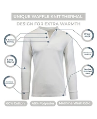 Galaxy By Harvic Women's Loose Fitting Waffle-Knit Henley Thermal Shirt