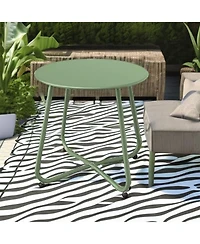 Mondawe 18" Galvanized Patio Steel Side Table,Powder-Coated, Uv/Rust-Proof,W/ Adjustable Foot Pads