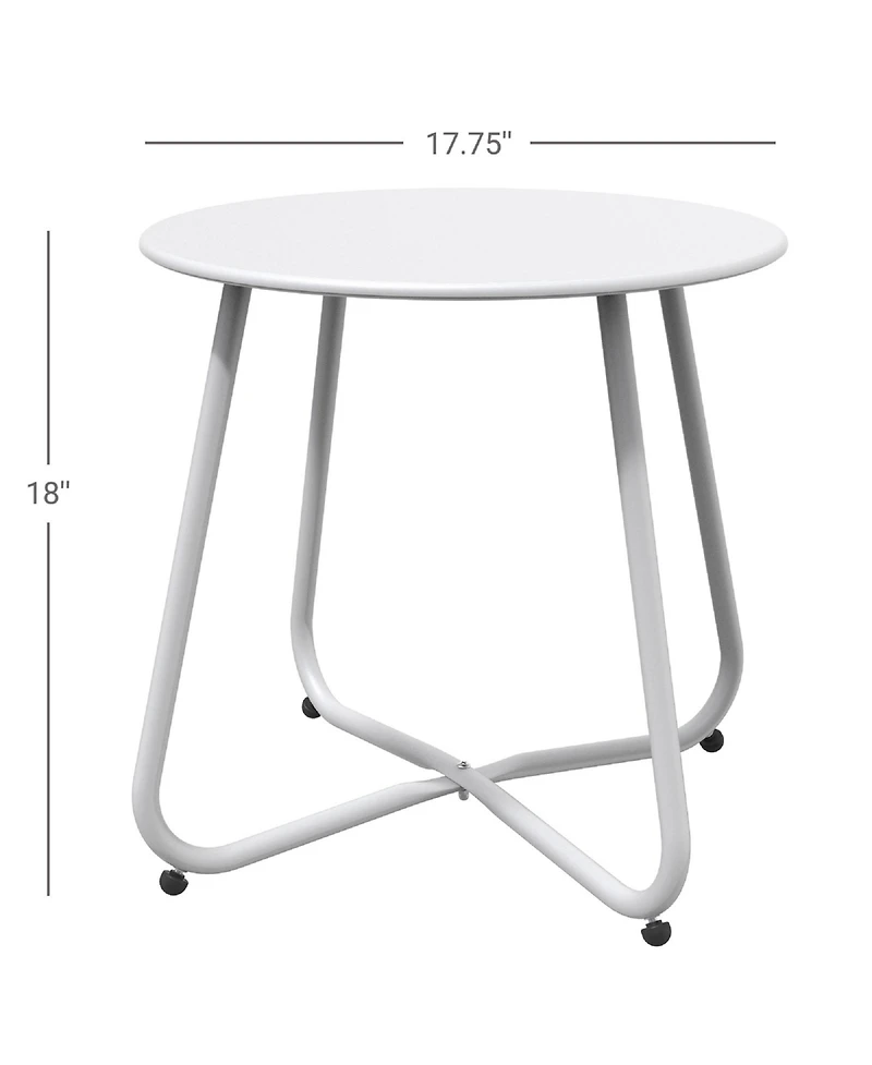 Mondawe 18" Galvanized Patio Steel Side Table,Powder-Coated, Uv/Rust-Proof,W/ Adjustable Foot Pads