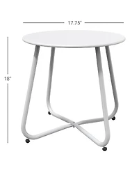 Mondawe 18" Galvanized Patio Steel Side Table,Powder-Coated, Uv/Rust-Proof,W/ Adjustable Foot Pads