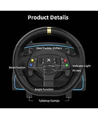 Nbcp Gaming Racing Wheel with Pedals, 1080° Rotation, Shifter & Paddle Shifters – Compatible with Pc, PS4, Xbox One/Series X|S, Switch – Dual Vibratio