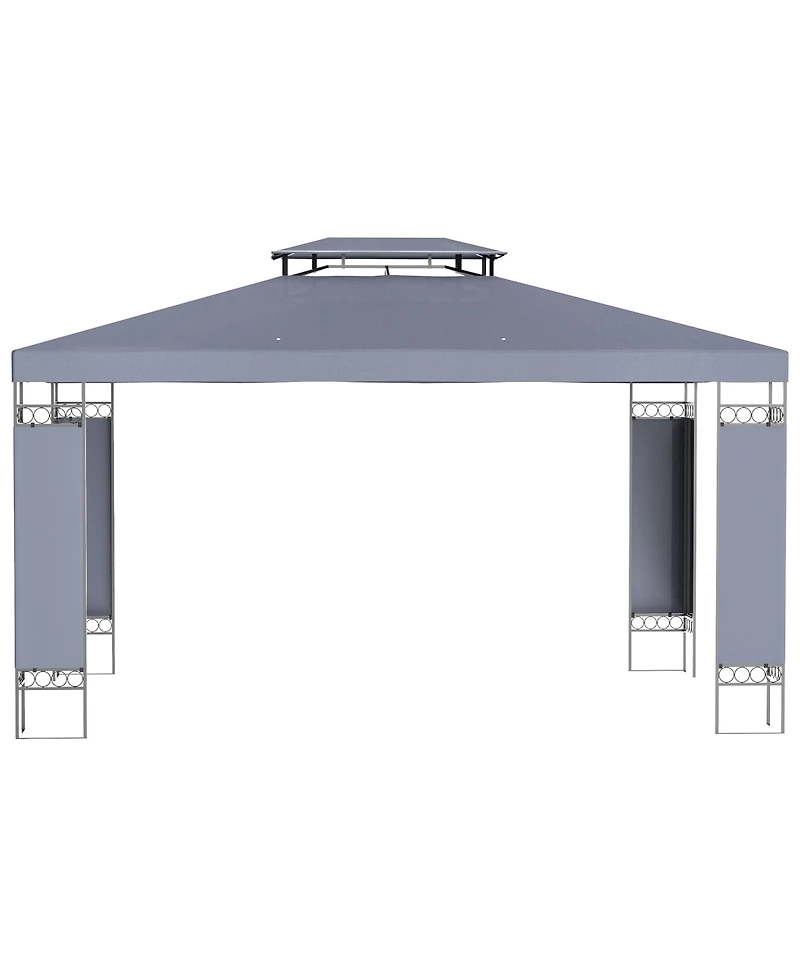 Outsunny 13' x 10' Gazebo for Patio w/ Steel Frame, Double Canopy,