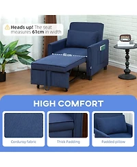 Homcom 3-in-1 Convertible Chair Bed, Adjustable Sleeper Chair,