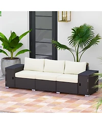 Outsunny Wicker Outdoor Couch, Patio Sofa with Storage, Cushions