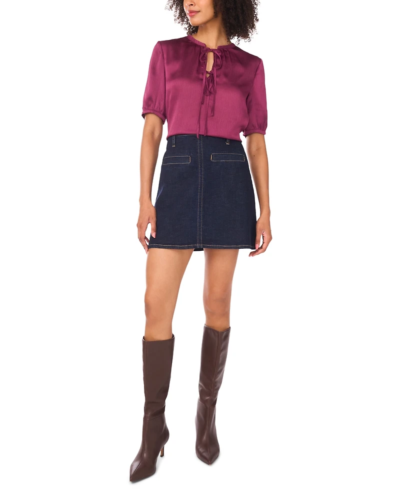 Vince Camuto Women's Solid-Color Short-Sleeve Blouse
