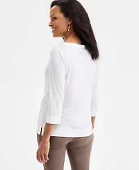 Jm Collection Women's Boat-Neck 3/4-Sleeve Top, Macy's Exclusive