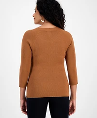 Jm Collection Women's Ribbed Lace-Up Sweater, Macy's Exclusive