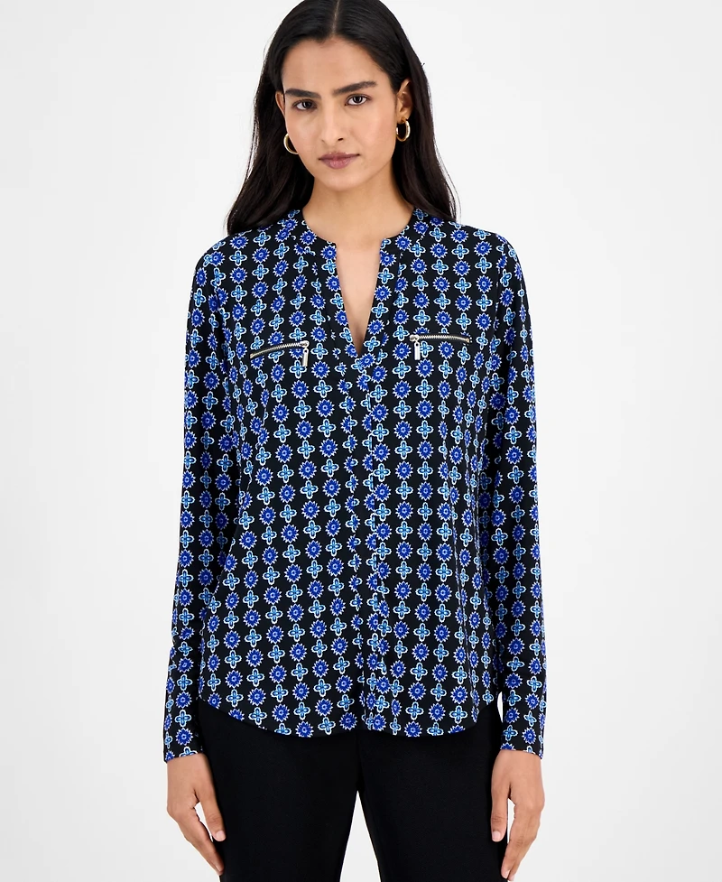 Jm Collection Women's Printed Zip Pocket Top, Macy's Exclusive