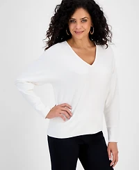 Jm Collection Petite V-Neck Dolman-Sleeve Sweater, Macy's Exclusive
