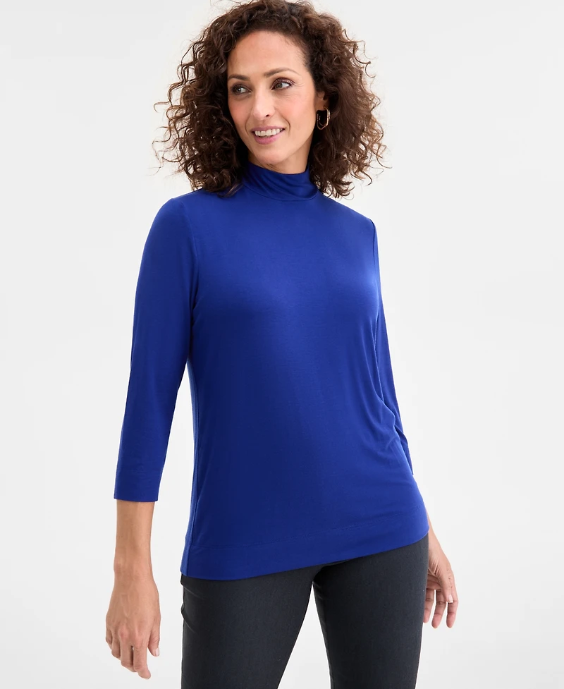 Jm Collection Women's Mock-Neck 3/4-Sleeve Top, Macy's Exclusive