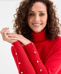 Jm Collection Women's Poncho Turtleneck Sweater, Regular & Petite