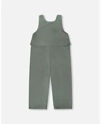 Deux par Big Girls Stretch Velour Faux-Layered Overalls Jade Green