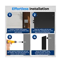 SereneLife Outdoor Wall Mount Locking Mailbox Apartment Letter Organizer, Includes 2 Keys (Black)