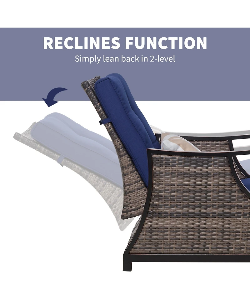 Outsunny Outdoor Recliner Chair, Pe Wicker Furniture, Dark