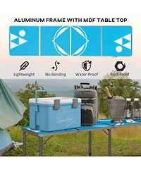 Outsunny 8' Folding Camping Table with Adjustable Legs, and