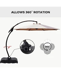 Mondawe 11ft Cantilever Umbrella w/ 360° Rotation & 90° Tilt, Powder-Coated Aluminum Frame