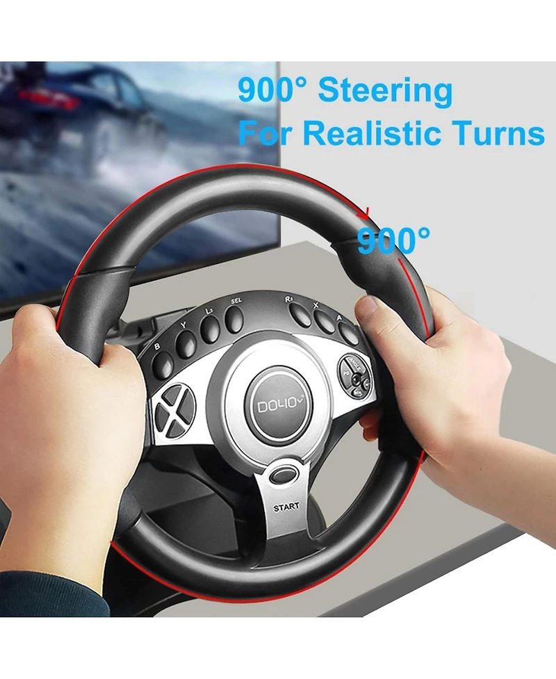 Nbcp Gaming Racing Wheel with 270°/900° Rotation, Dual-Motor Feedback & Paddle Shifters – Compatible with Xbox, PS4, PS3, Pc, Switch