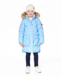 Deux par Girl Long Wavy Quilt Puffy Winter Coat Powder Blue - Toddler|Child