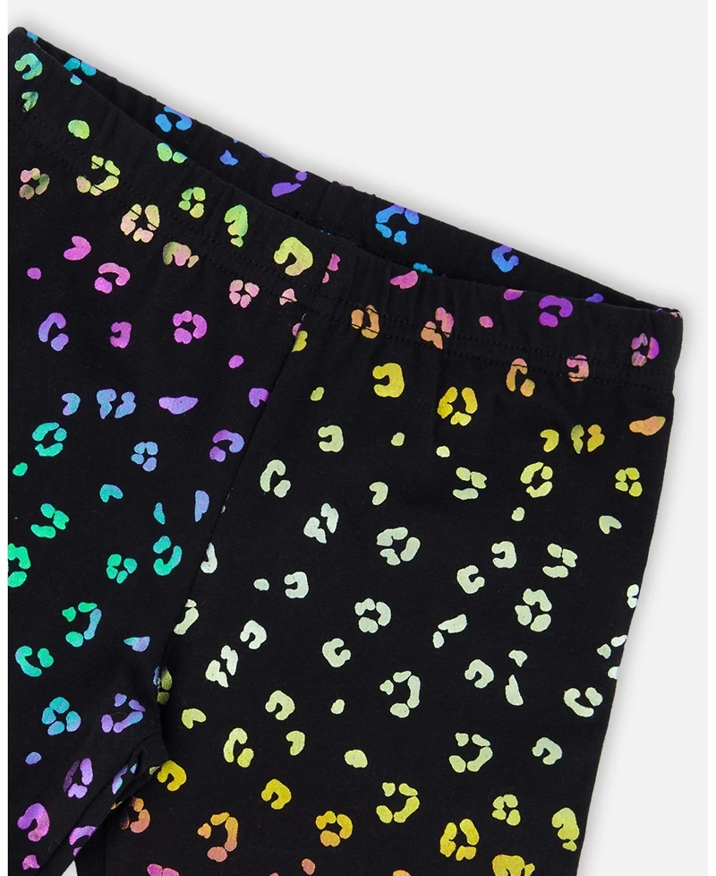 Deux par Girl Stretch Jersey Leggings Multicolor Leopard Print - Child