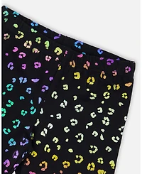 Deux par Girl Stretch Jersey Leggings Multicolor Leopard Print - Child