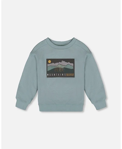 Deux par Toddler Boys Animated Print French Terry Sweatshirt Sage Green - Toddler|Child