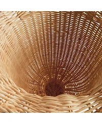 Myra Rattan Scalloped Edge Footed Urn - Natural Rattan Decor