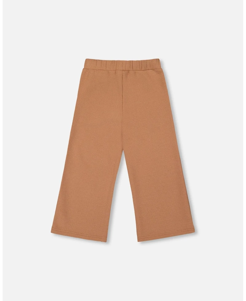 Deux par Girl Waffle Flare Leg Pants Caramel Brown - Child