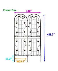 Streamdale Furniture 2 Pack Metal Garden Trellis 86.7" Black